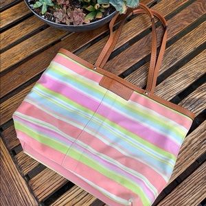 Coach Tote Hampton Stripe Multiple Sateen Bag